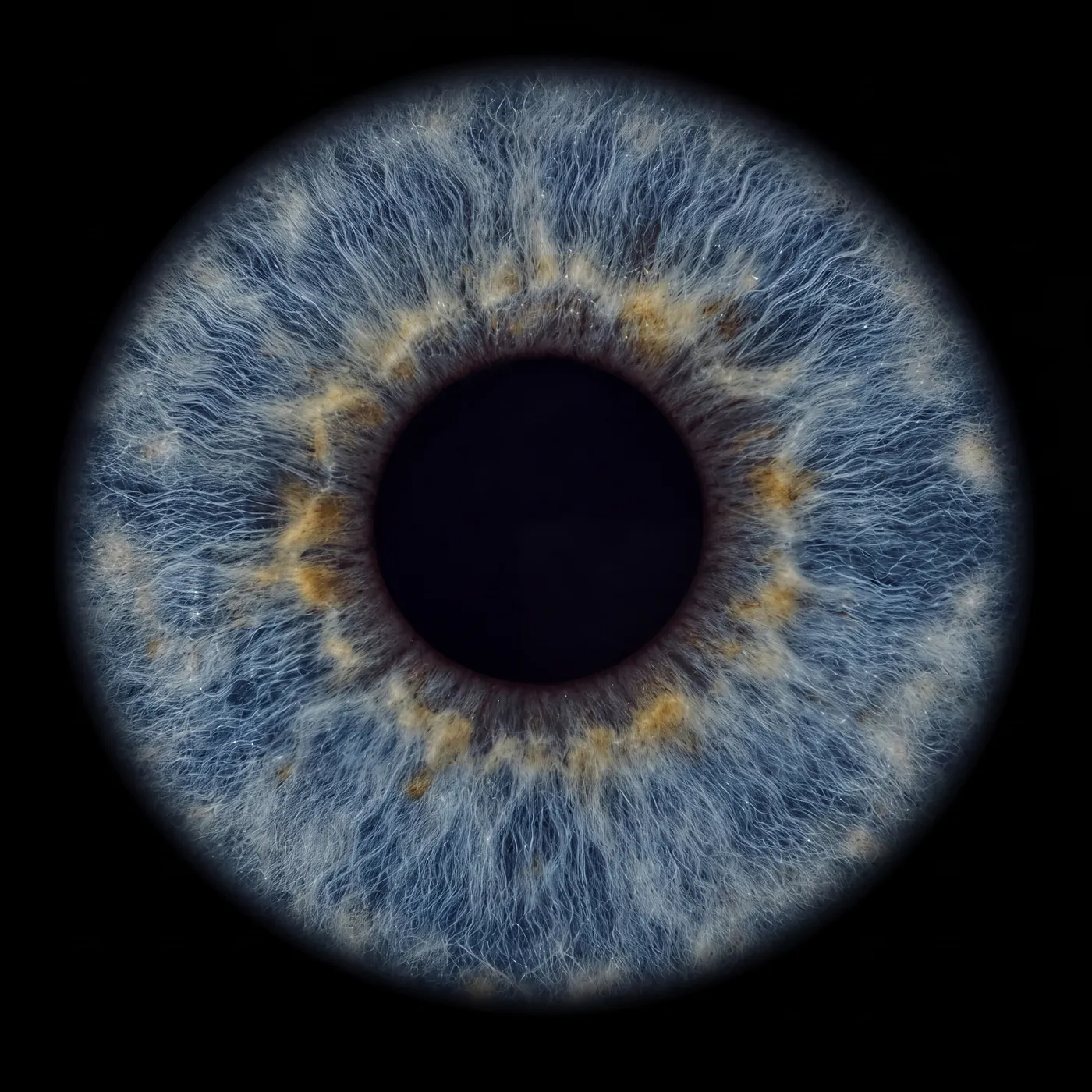 Iris mit sehr feinen, gleichmäßig verlaufenden Fasern, Typ Seide