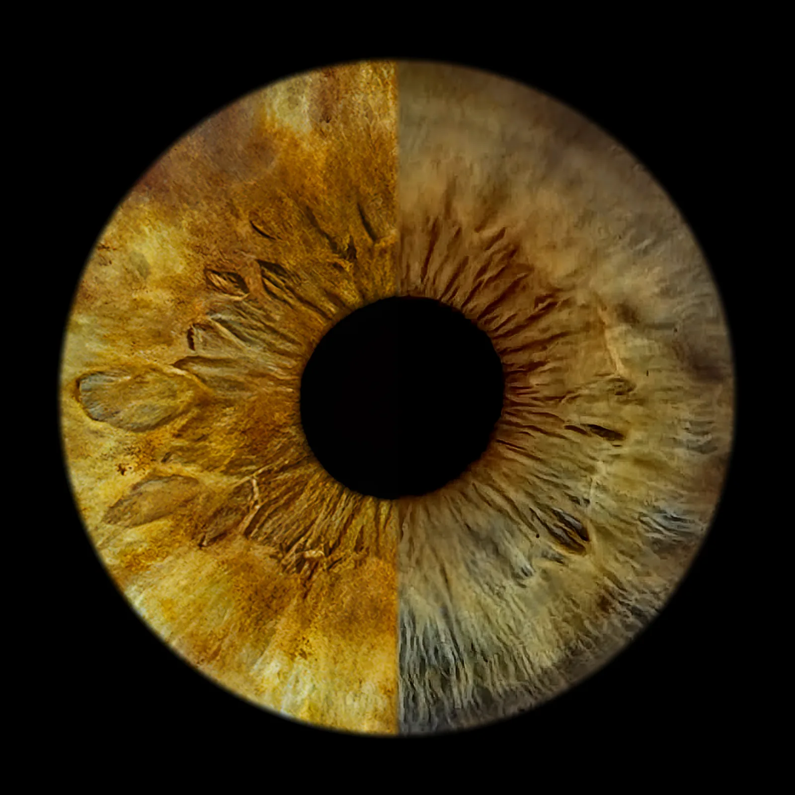 Zwei Irisporträts zu einer gemeinsamen Iris vereint